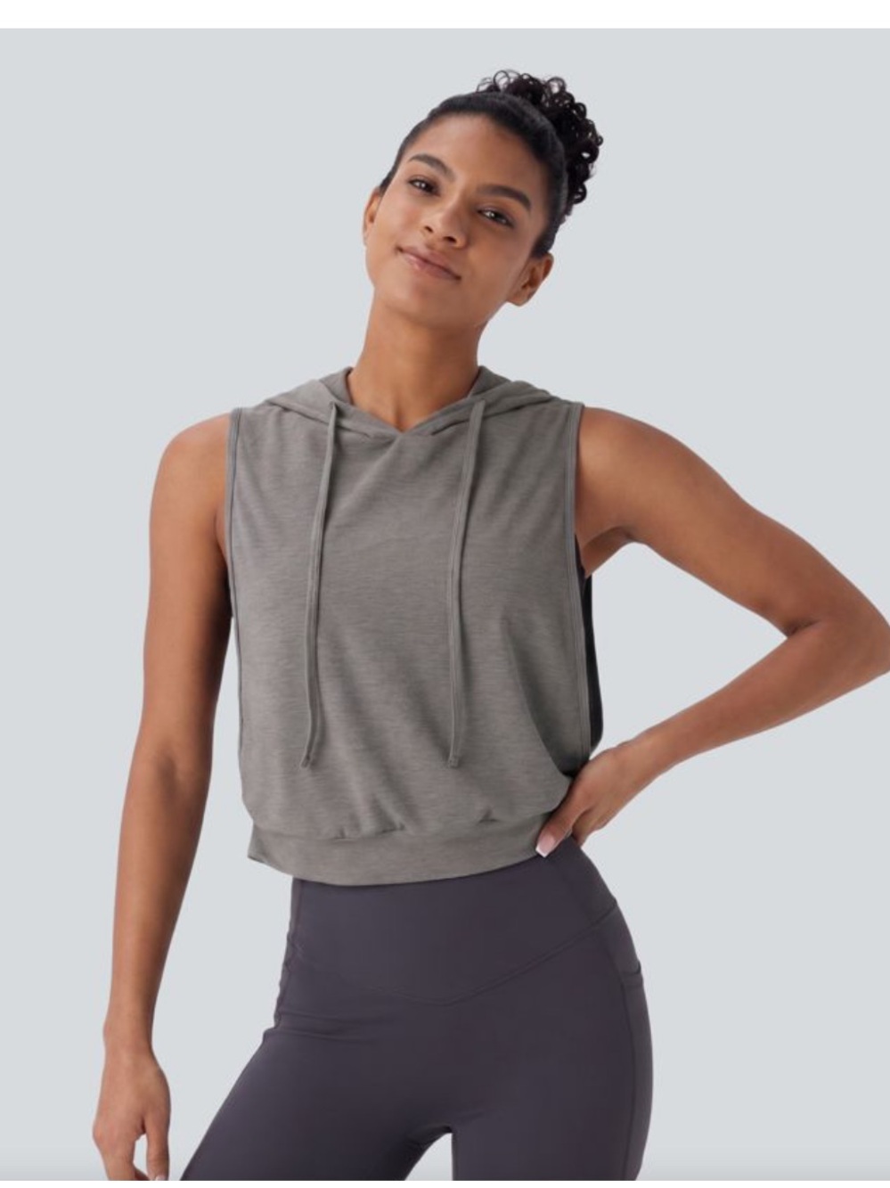 Halara Hooded Drawstring Sleeveless Cropped Tank Top